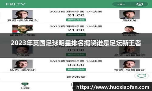 2023年英国足球明星排名揭晓谁是足坛新王者
